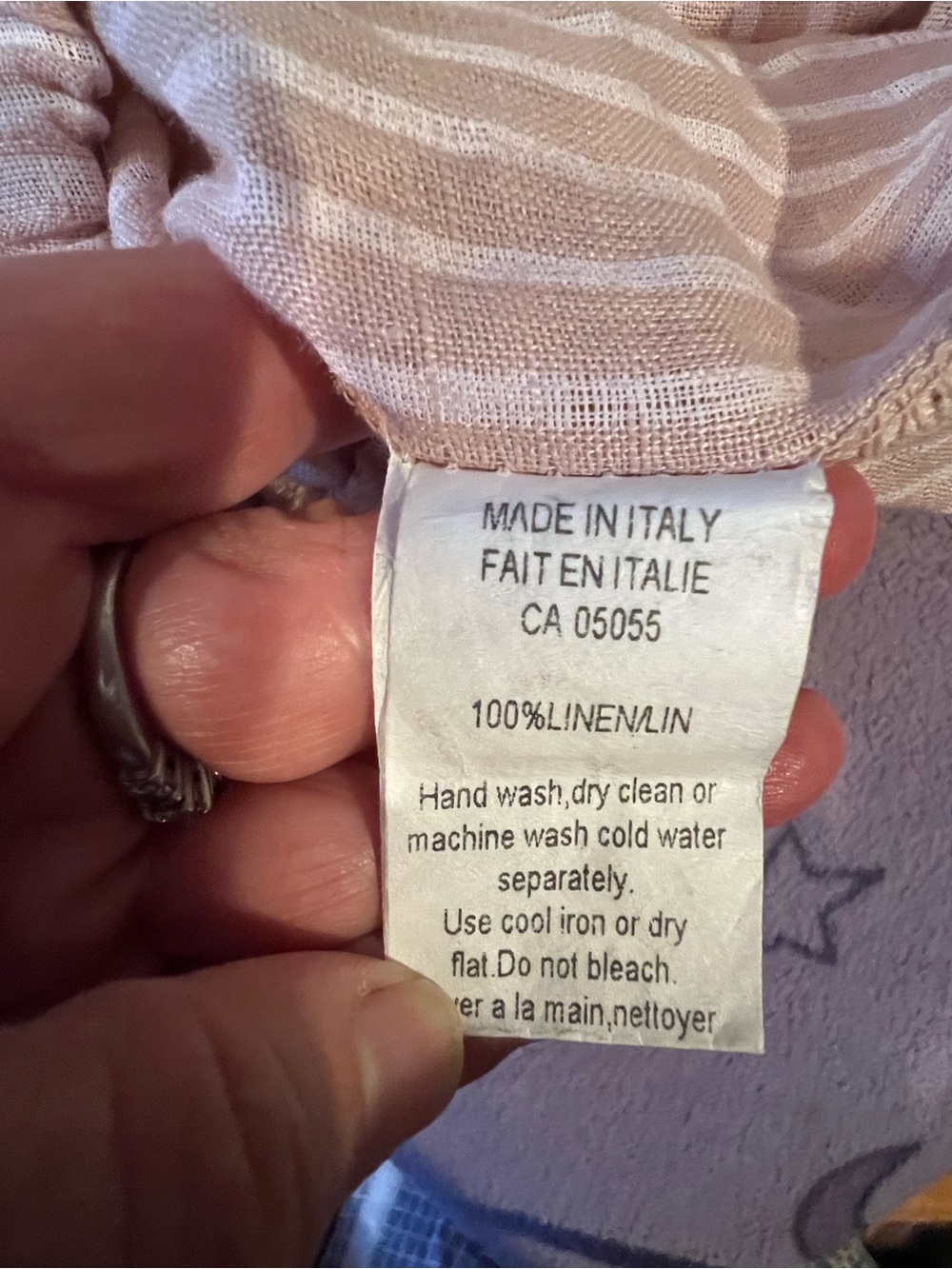 Italian linen High-Rise Pink Striped Wide-Leg Pants with Button Flap Pockets - Picture 4 of 5
